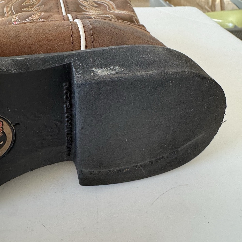 Justin Gypsy Brown Leather Square Toe Boots Cowgirl Western Women's Size 10B - Picture 14 of 15